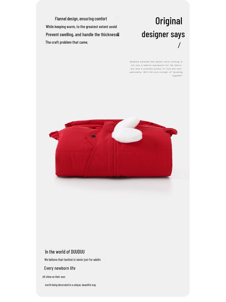 DUUDUU 2025 Nová červená zesílená zimní bavlněná bunda pro kojence dívky Svrchní oblečení