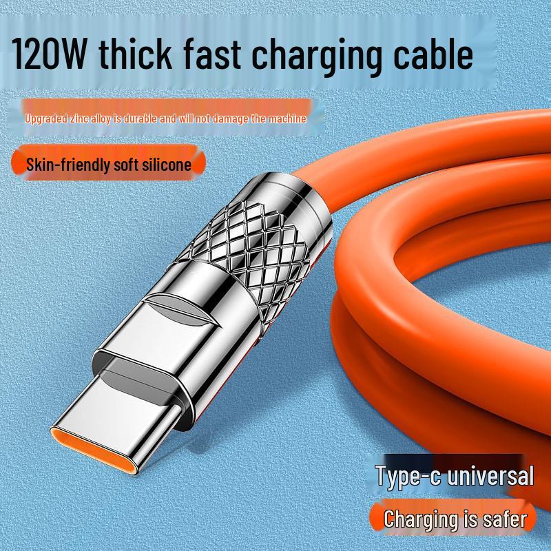 Zinc Alloy 120W Fast Charging Type-C Data Cable for Android/Apple Devices