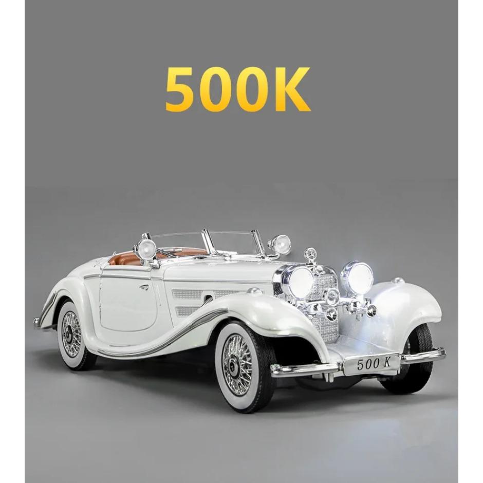 1/24 Benzs 500K Alaşımlı Araba Modeli Pres Döküm Metal Klasik Araçlar Araba Modeli Simülasyon Ses ve Işık Koleksiyonu Çocuk Oyuncak Hediye