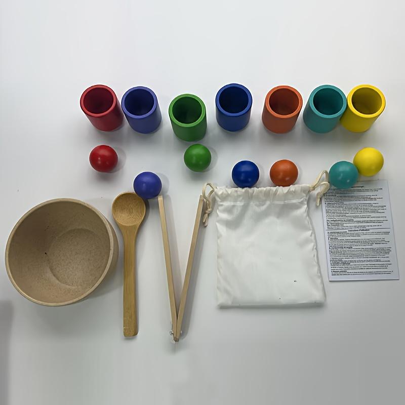 

Wooden Classification Game Set, Rainbow Ball and Cup Color Classification Game, Fine Action Learning Toy, Puzzle Education Toy, Sensory Toy Seven-color Ball And Cup