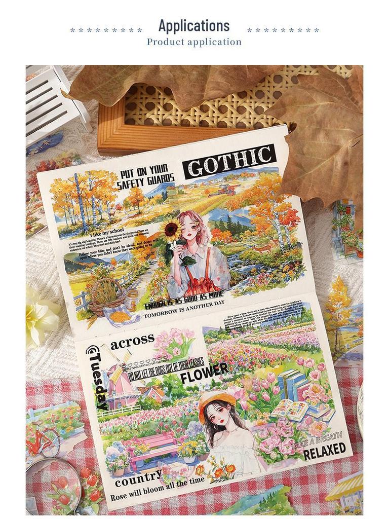 ZABC Four Seasons Landscape Sticker Book: Large, DIY Decoration with 4 Scenery Types