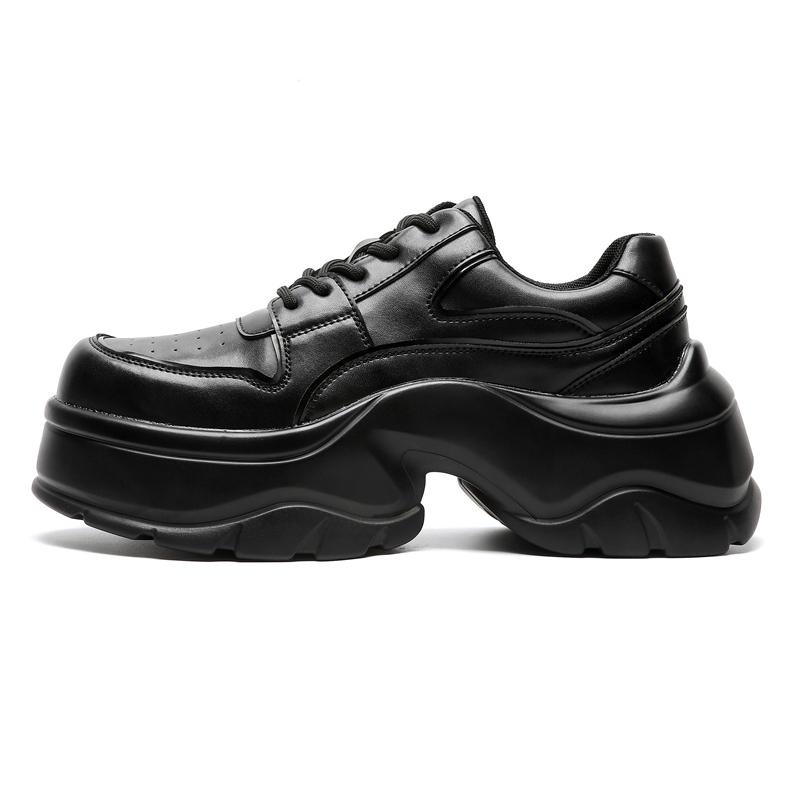 

Original Design S/A New Street Sport Style Black Leather Height Increasing Shoes For Men s Teenagers Daily Dress Trend Shoes 44 чёрный