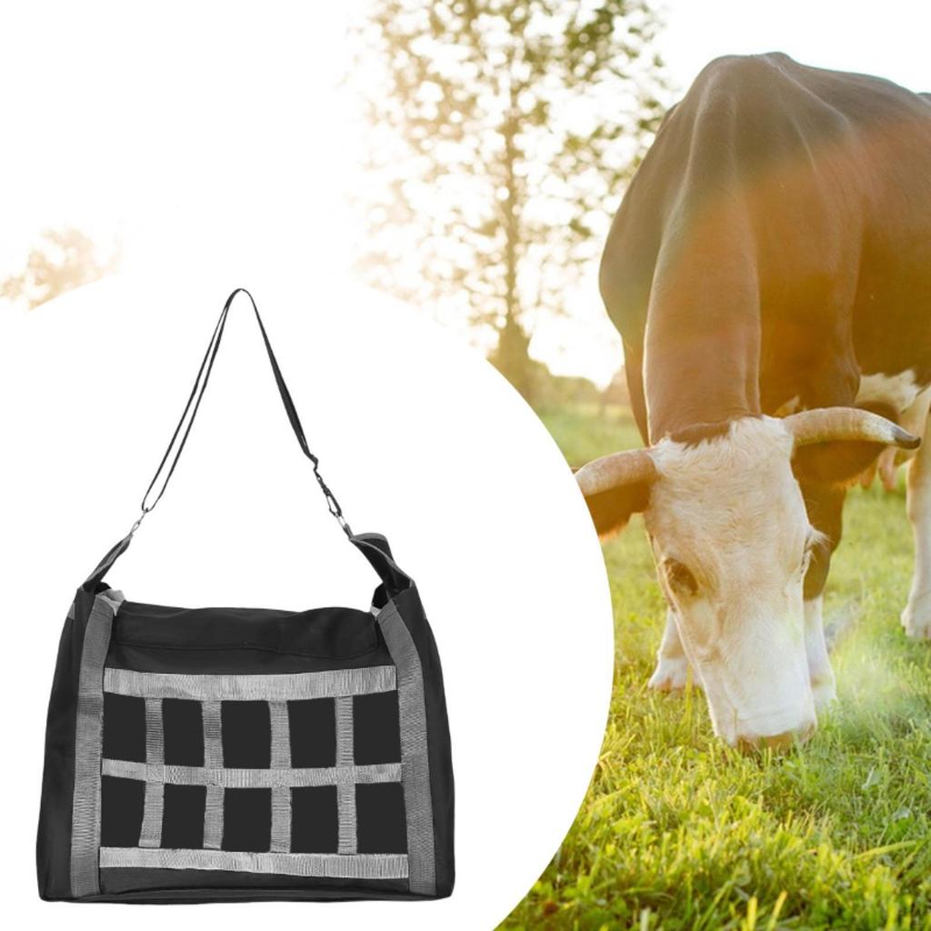 Horse Hay Bag Slow Feed Feeder Easy Hanging Paddock Wall Net Adjustable Strap for Trailer Trip