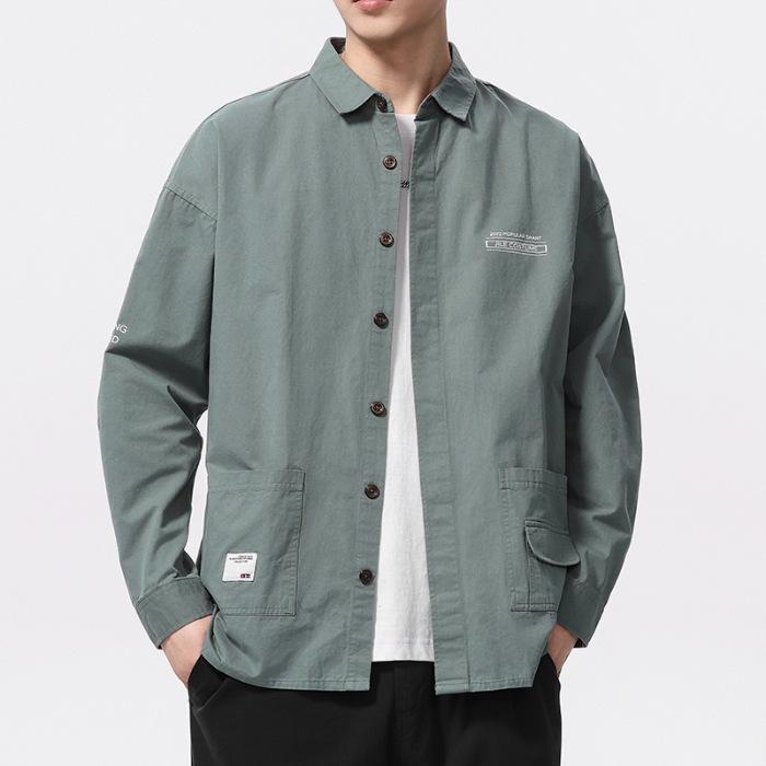 Spring New Solid Color Shirt for Long Sleeves for Men Fashion Trend Casual Cotton Shirt