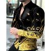 2024 Nouvelles Chemises Hawaïennes Chemises à Motifs Dorés de Luxe Mode Homme Chemises Décontractées Manches Longues Revers Chemises de Plage Vêtements pour Homme