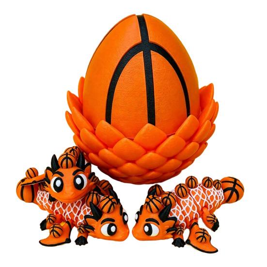 

3D Printed Dragon Egg Ornament Toy with Dragon Figurine Inside, Sports Ball Inspired Fidget Toy, Stress Relief Dragon Statue A