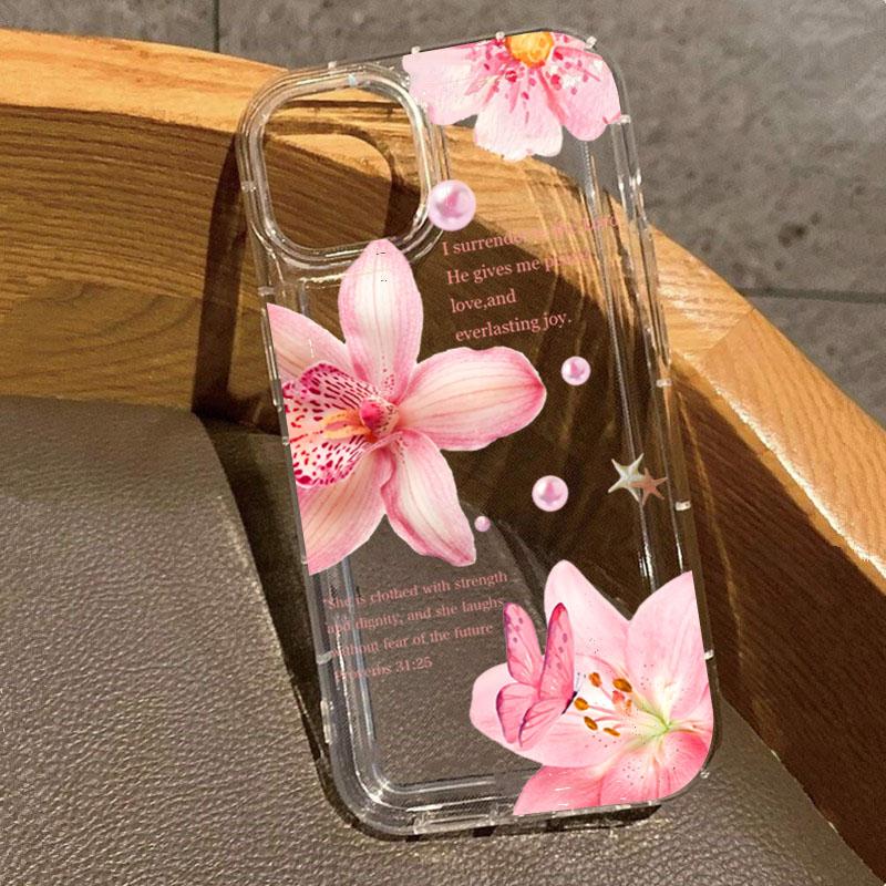 

Flower Lily Print Clear Case For iPhone 17 16 15 14 13 12 11 Pro Max XS XR 7 8 Plus 16E 17 Air Transparent Shockproof Soft Cover iPhone SE (2020)
