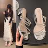 Rhinestone Butterfly Two Wear Sandals Female Outer Wear 2025 Summer New Fairy Wind Open Toe Sandals with Skirt High Heels