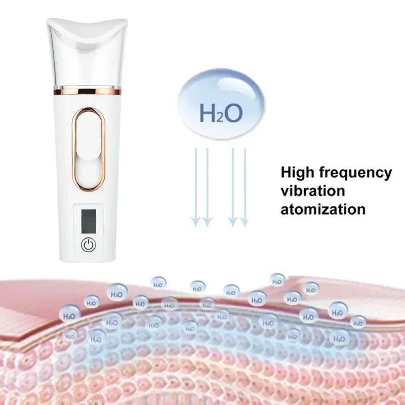 Mist Sprayer Handheld Nano Beauty Instrument Mini Hydrating Humidifier Skin Care LED Display Portable Humidifier Skin Care Gift