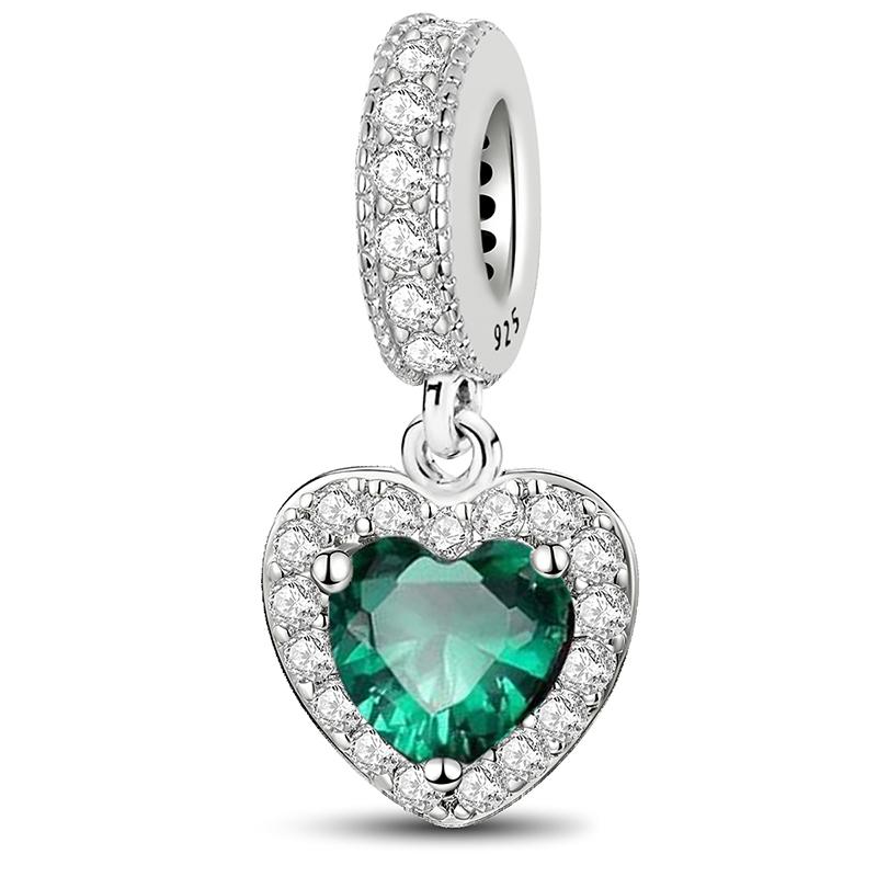 Copper Pendants Zircon Red Love Heart Charms Beads Fit Original Pan Bracelet Bangles Diy Fine Jewelry For Women