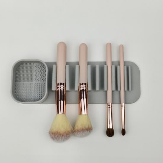 Silicone Makeup Brush Holder Wash Dry 2-in-1 Suction Cup Design Compact Size Waterproof Makeup Brush Stand
