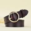 Belt Women'S Leather Belt, Women'S Round Buckle Cowhide Belt, Belt Women'S