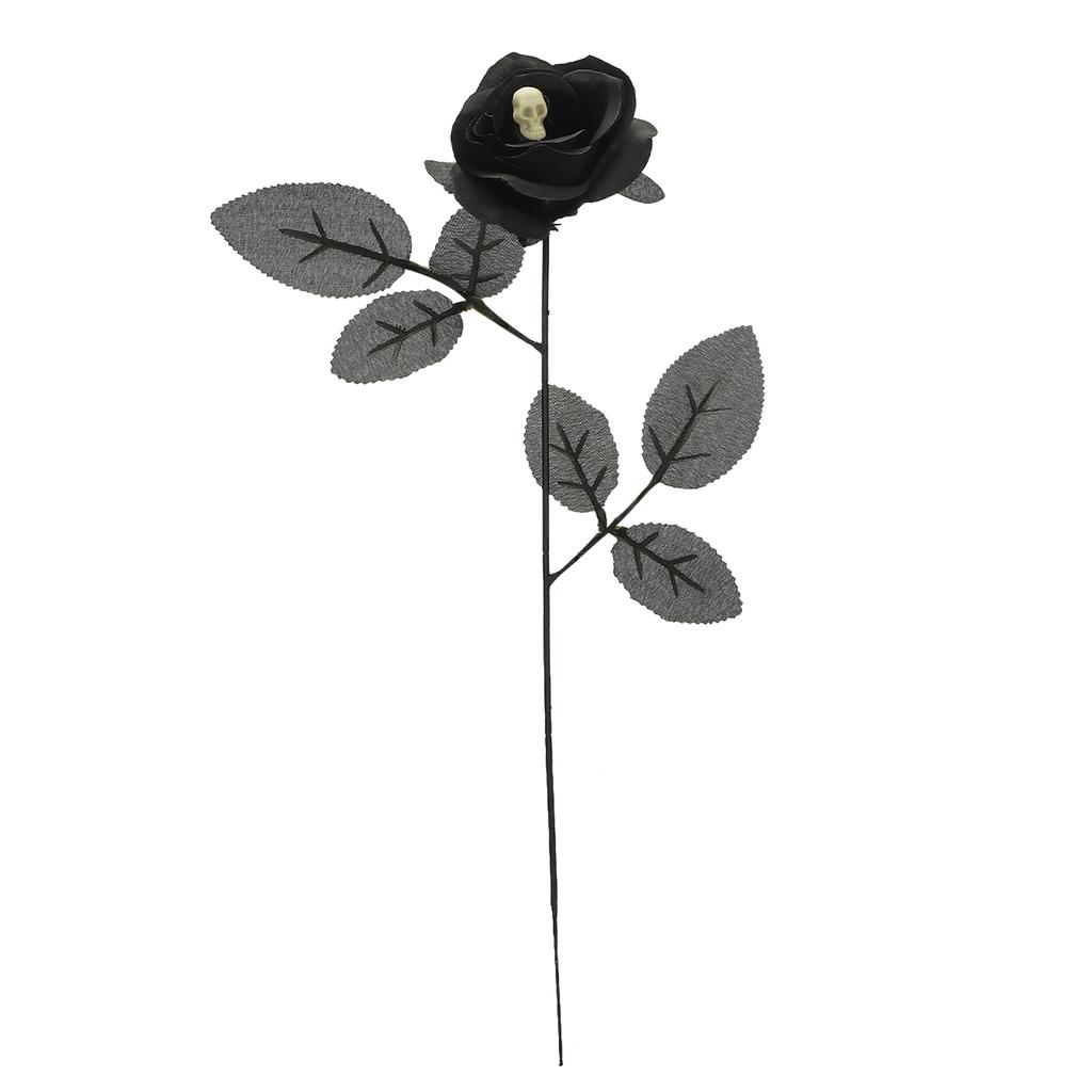 Sztuczna Róża Realistyczna Dekoracyjna Giętka Sztuczny Kwiat z Główką Czaszki na Imprezę Halloweenową
