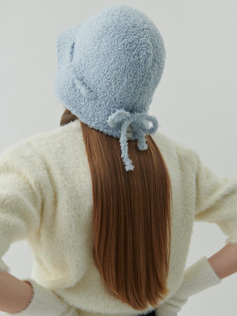 Olinkeompeulliteu Boucle Ribbon Bucket Hat (Sky Blue)