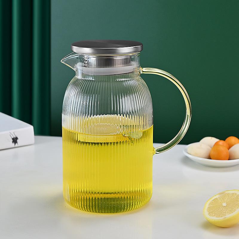 Creative Glass Vertical Pattern Cold Water Kettle Set To Heat The Living Room Coffee Table Juice Drink Kettle Large Capacity Glass Kettle