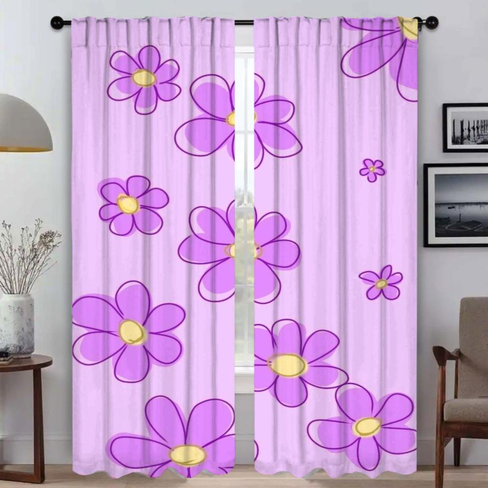 Cute Flowers Window Curtain for Room 2 Panel Kitchen Curtains Tulle for Bedroom Home Interior Curtains Shades Partition Living