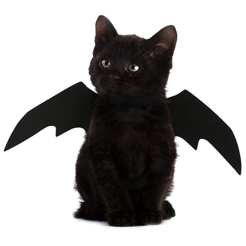 1 Pcs Pet Bat Wing Harness Costume Cute Black Outfit Halloween Cosplay Clothes For Cats Dogs Party Dress Up Supplies
