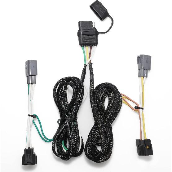 4-Way Flat Trailer Wiring Harness 55363 for 1998-2006 Jeep Wrangler TJ Vehicle-Side 4 Pin Trailer Towing Hitch Wiring for Jeep TJ 4 Prong Trailer