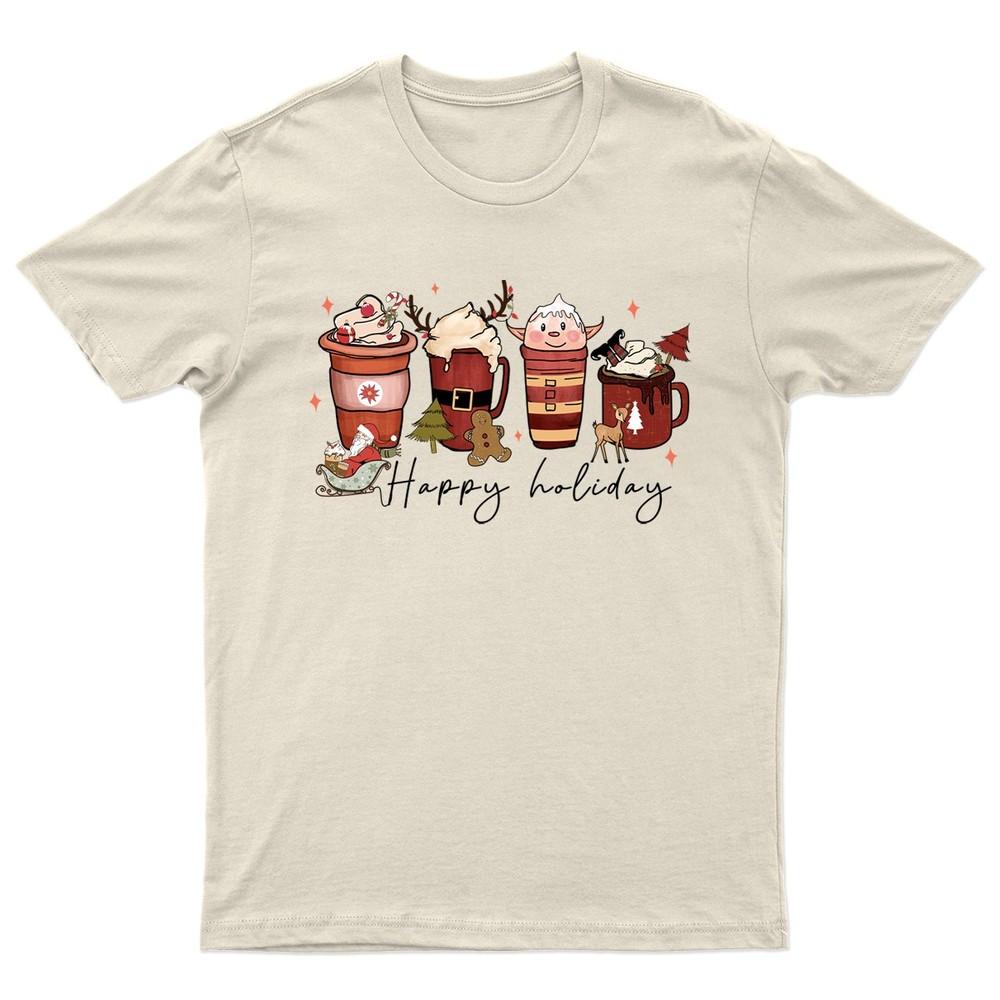 Happy Holiday Christmas Coffee TShirt Unisex Gift Retro Seasonal Funny Xmas