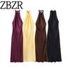 Zbzr Autumn New Women Clothes Western Style Sleeveless Backless Silk Satin Texture Loose Dress 3274548 700