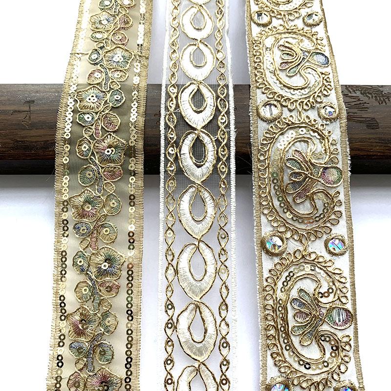 4m/13.12ft Each Pack Lace Sewing Embroidery Trims White Big Wide Ribbons Curtain Curve Accessory Handmade DIY Craft Flower Bra Dress Gowns Decoration