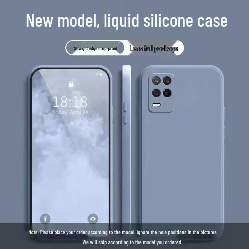 Realme Q3 Phone Case - Solid Color Rubik's Cube Liquid, Full Coverage, Drop Protection, Straight Edge Soft Case, New Model