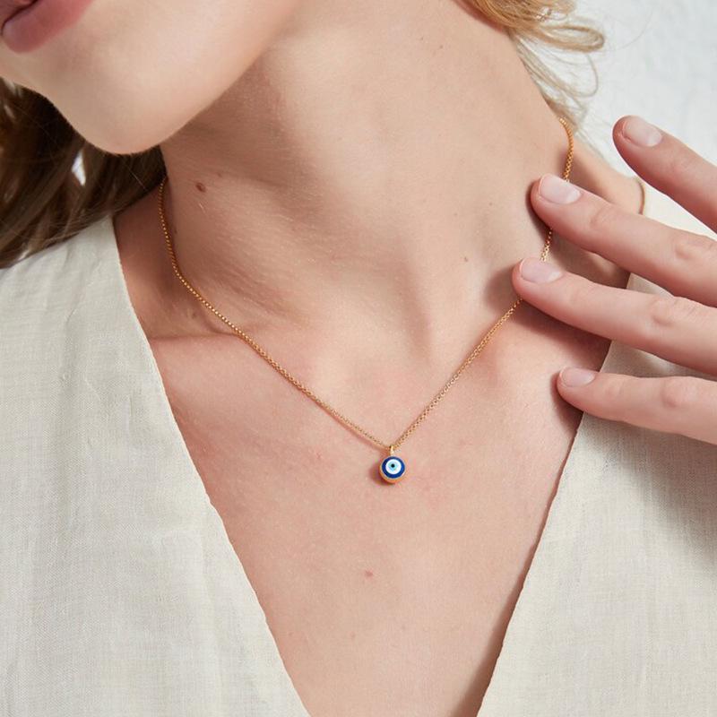 Pozlacený nerezový ocelový modrý turecký přívěsek s okem zla