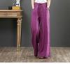 Sixteen Colors Multi-color High Waist Wide-Leg Linen Cotton Korean Style Women's Pants, Spring/Summer, Plus Size, Floor-Length, Straight Leg.