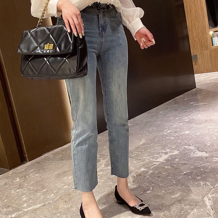 Low heel black professional thick heel single shoes women's spring 2025 new temperament pointed head shallow mouth rhinestone flat shoes