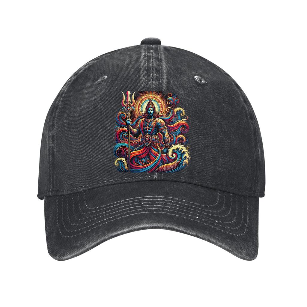 Lord Shiva Trident Indian God Graphic Baseball Cap Adjustable Cotton Casual Sun Protection Hat