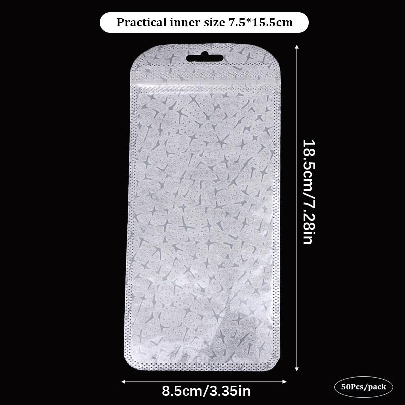 

50Pcs Translucent White Patterned Fabric Ziplock Bag Seal Bag Packaging Bag Resealable Earring Necklace Jewelry Gift Storage Bag 8.5cm×18.5cm