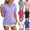 Summer Women's Solid Color Wheat Ear T-shirt V-neck Short Sleeved Top for Women Shirt