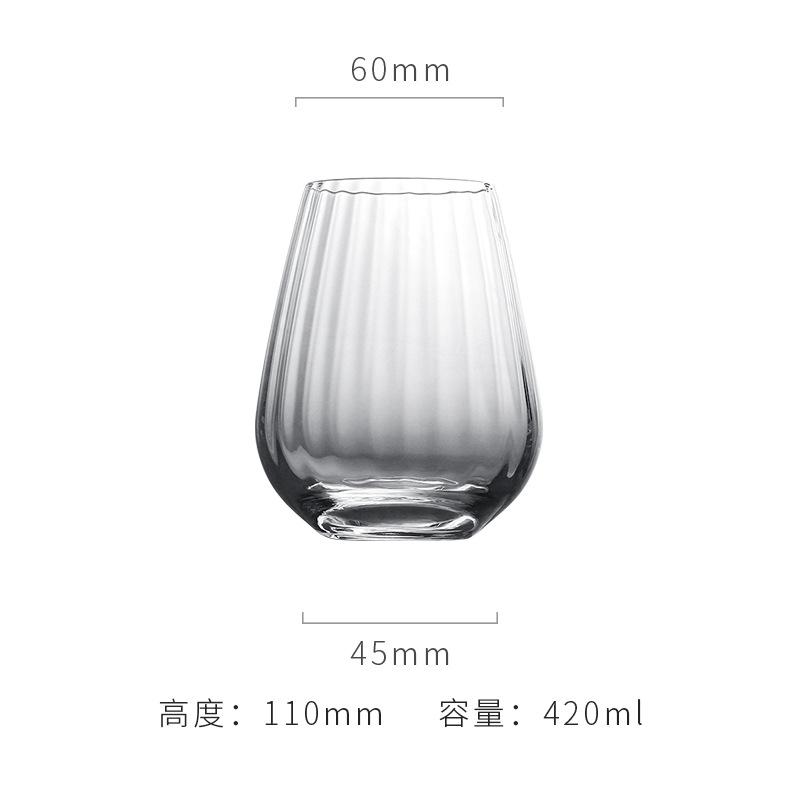 Nordic Striped Crystal Glass Wine Cup High Foot Champagne Glass for Home Use 301-400ml