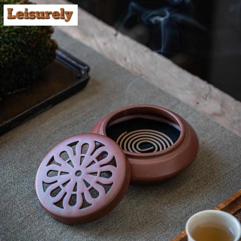 Lotus Pattern Ceramic Plate Incense Holder Diffuser Incense Burners Mosquito Incense Holder Meditation Censer Home Ornaments