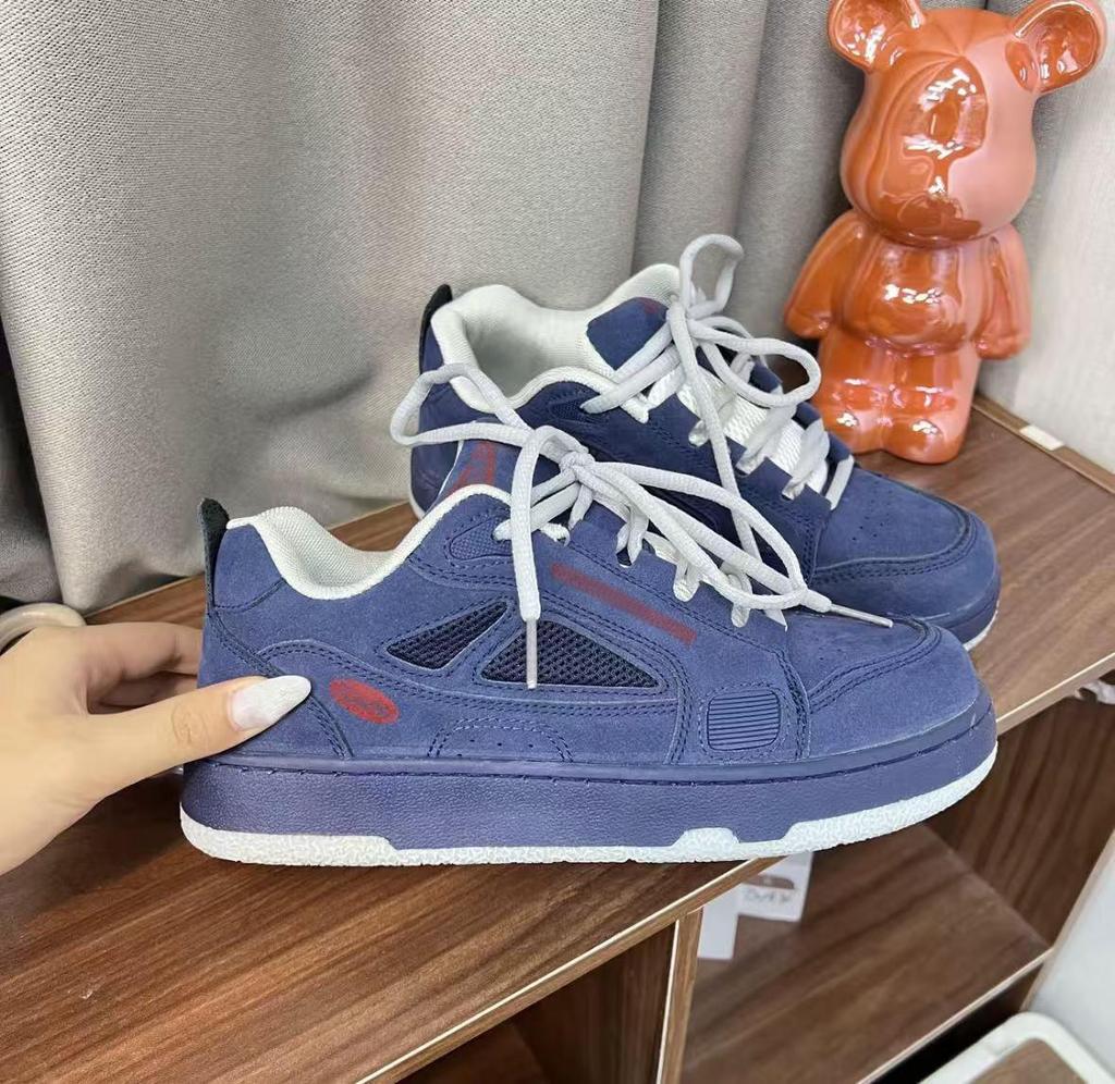 Guochao INS Suede Patchwork Retro Men's Ulzzang Lightweight Trendy Skate Shoes