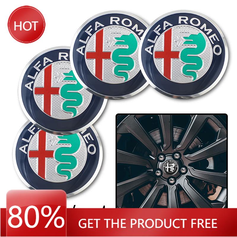 Hub Caps 4Pcs Car Wheel Stickers 56mm Auto Center Hub Cap Decal For Alfa Romeo 156 159 147 4C 8C 166 Giulia Giulietta Mito StelvNV6