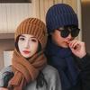 New Thickened Velvet Beanie Hat Soft Ear Protection Cap and Scarf Set Winter Warm Knitted Beanies Knitted Hat Unisex