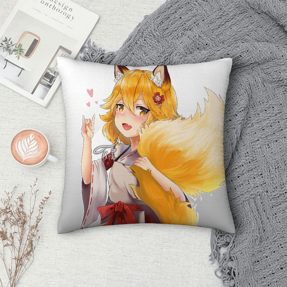 Helpful Fox S-Senko-san Pillow Case Sofa Decorative Home Double-sided Print Plush Square Throw Pillow Covers Cushion Decor Cover