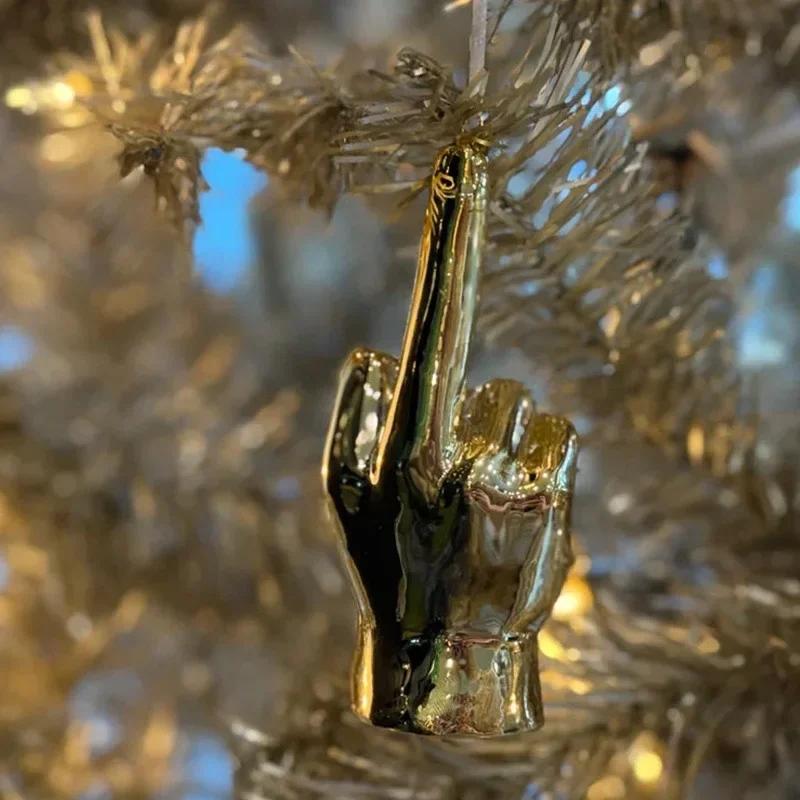 1-5pcs Creative Finger-Shaped Figurines Christmas Tree Decor Creative Hanging Ornaments Christmas Tree Decor Wacky Holiday Gifts