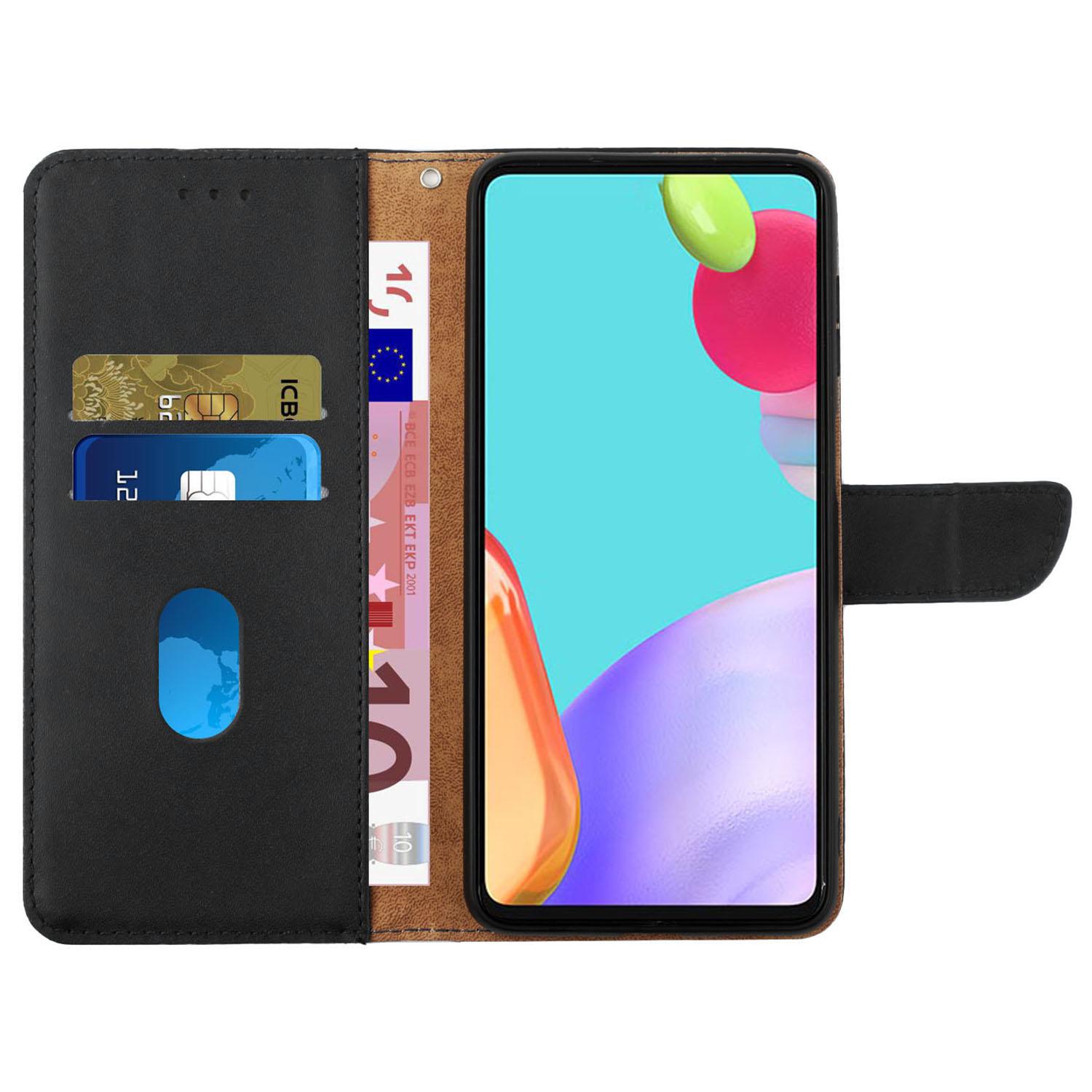

HT02 For Samsung Galaxy M35 5G Case Genuine Cow Leather Flip Wallet Phone Cover Black