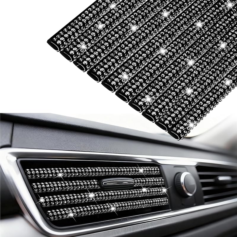 NBTEPEM Bling Car Air Conditioner Decoration Strip for Vent Outlet, 10 PCS Universal Rhinestone Car Vent Outlet Trim Decorations, Bling Interior