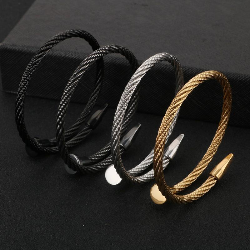 2026 New Nail Steel Wire Bracelet Bracelet, European and American Simple Personalized Metal Texture Jewelry