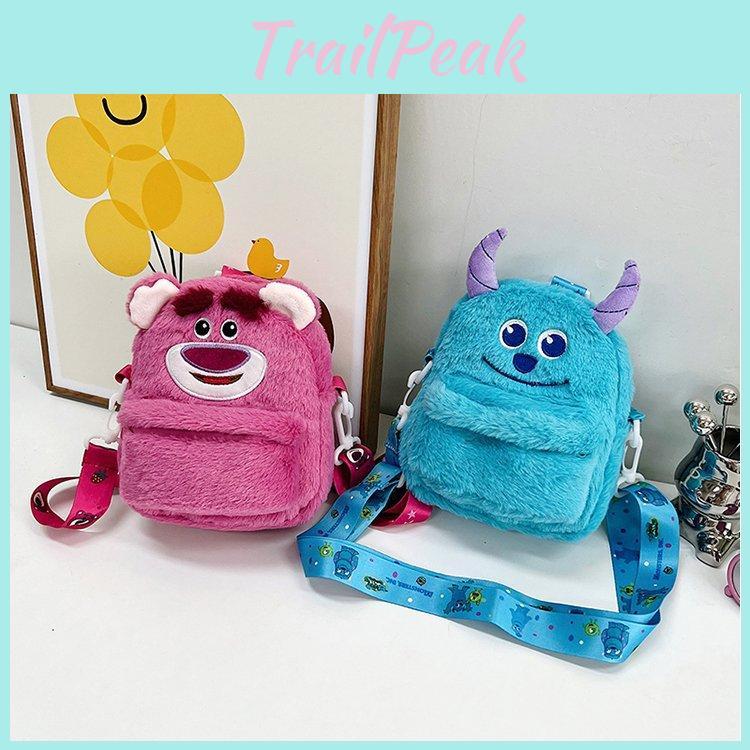 Plush Strawberry Bear Bucket Bag Kids With Net Pocket Cartoon Bag Shoulder