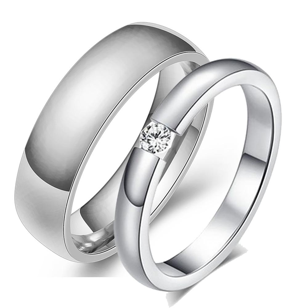 Gold Color Wedding Bands Couple Ring for Women Men Jewelry Stainless Steel Engagement Rings Anniversary Gift Design Wholesale