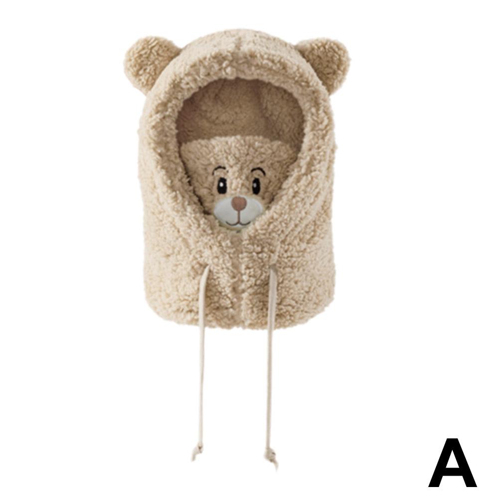 Cartoon Bear Mask One-piece Hat Autumn and Winter Scarf Bear Hat Scarf Thickened Ear Protection Windproof Beanies