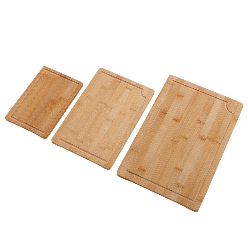 3pcs Chopping Boards Smooth Wood Cutting Boards with Juice Grooves Inner Handles for Kitchen