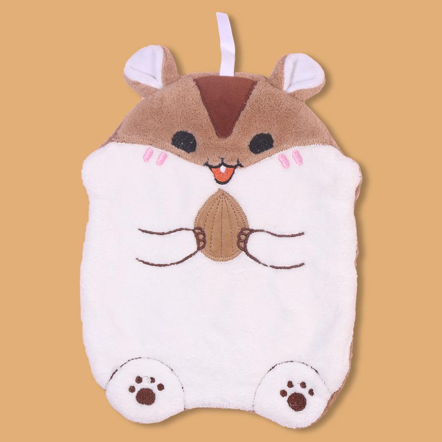 Soft Cute Cartoon Coral Fleece Hanging Hand Towel - Absorbent Kitchen Wiping Cloth