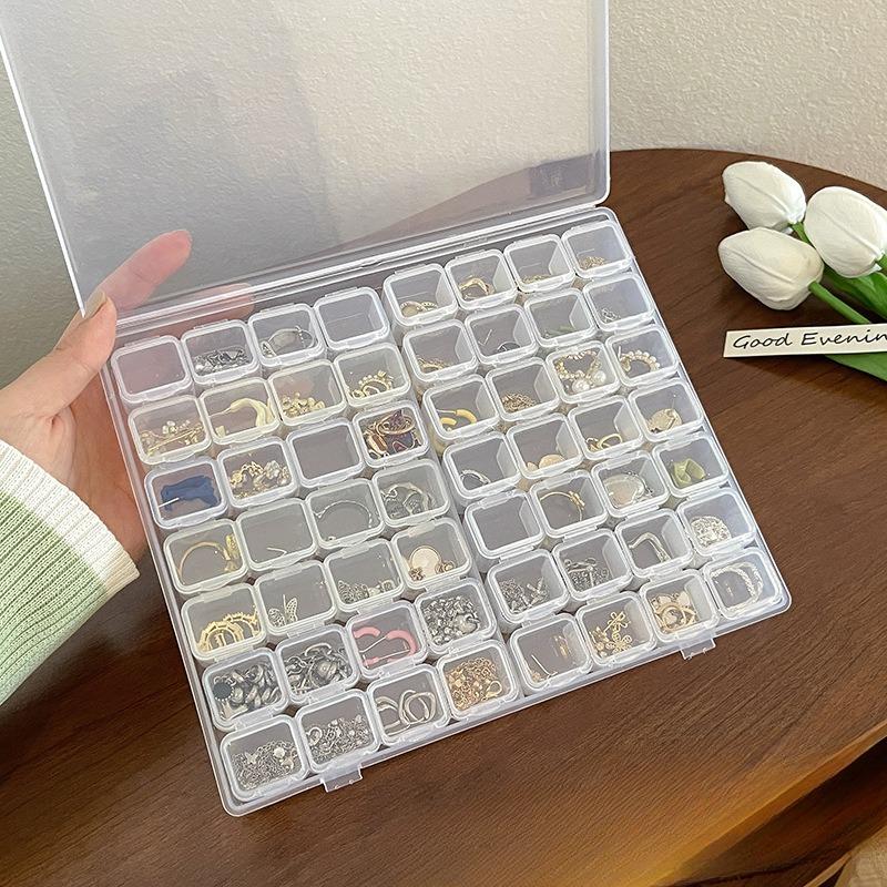 Transparent Visible 56 Lattice Jewelry Box Organizer Necklaces Earrings Rings Accessories Jewelry Display Packaging Box