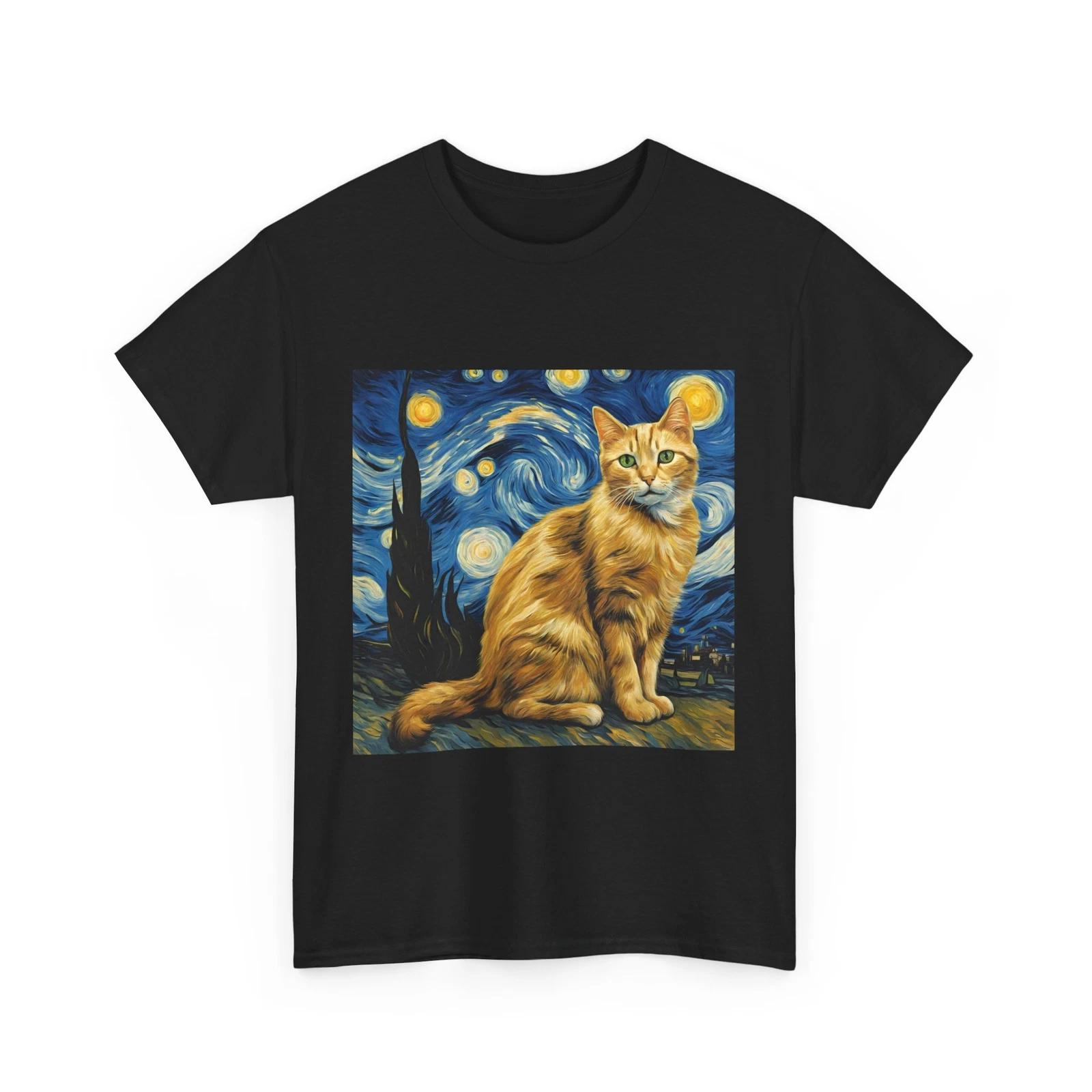 Van Gogh Cat Shirt | Van Gogh Starry Night Cat Shirt | Vintage Black Cat Shirt S 2XL