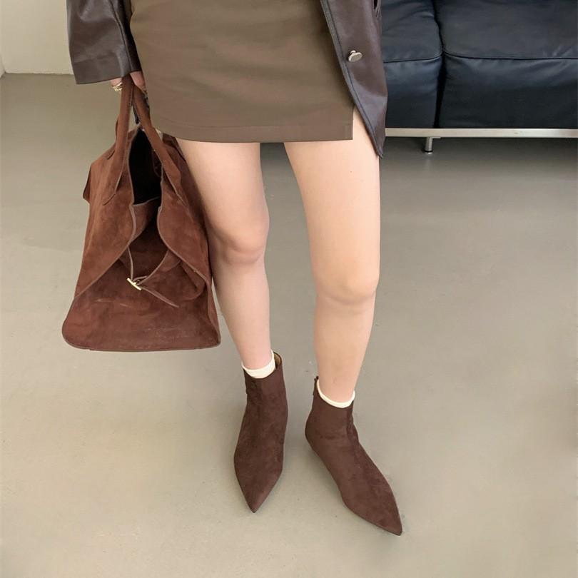 French Pointed Trouser Boots Two Wear Women's Boots 2025 Autumn and Winter New Short Boots Inner Fashion Boots